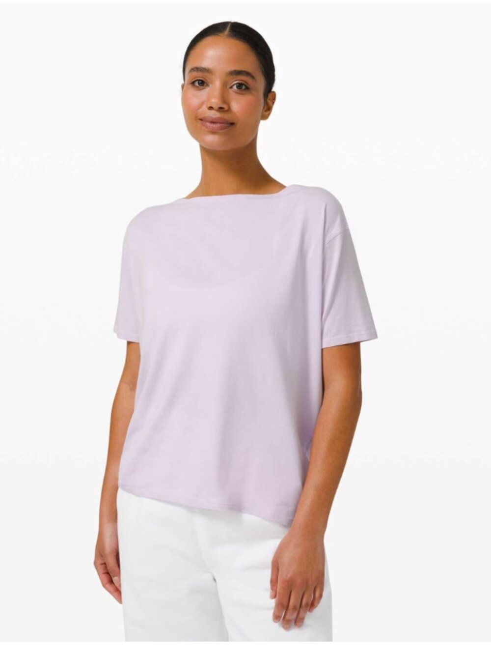 Lululemon Back In Action Short Sleeve Lavender Dew Relaxed Fit Oversized Medium - Picture 2 of 9